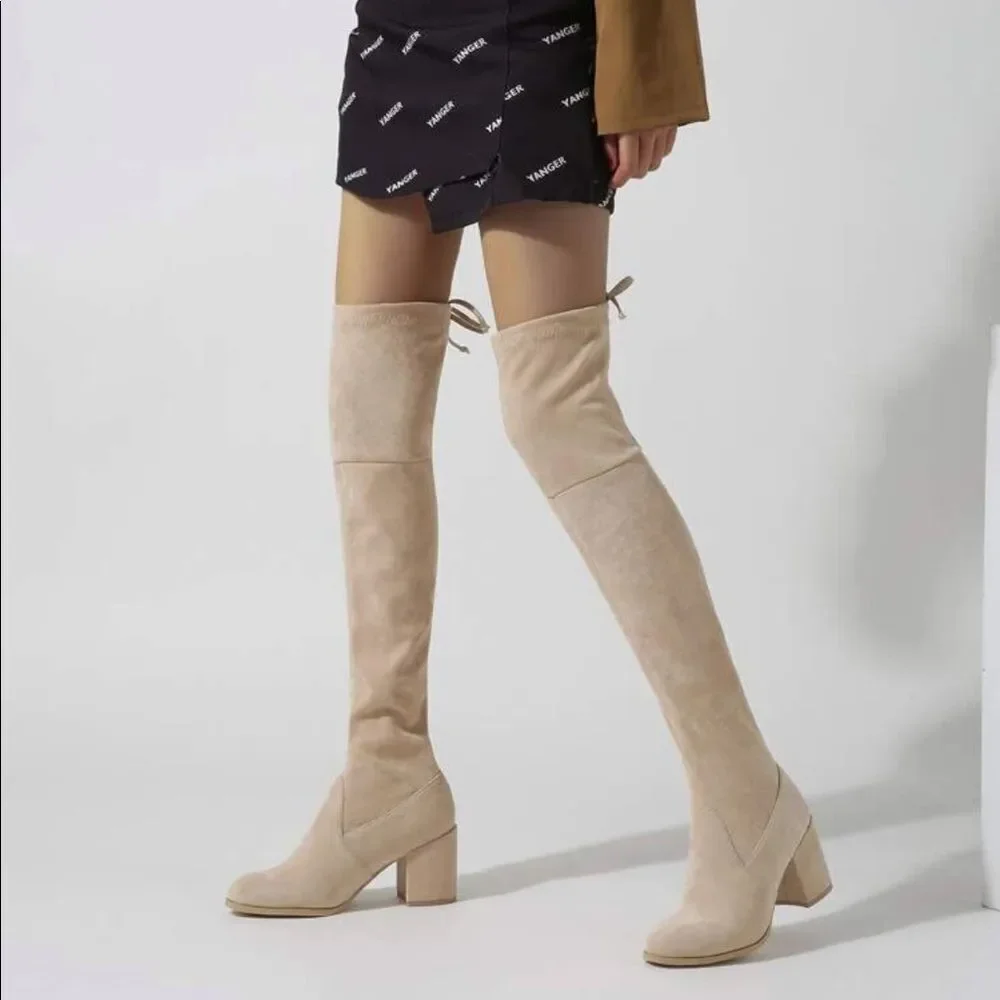 Chunky Heel Over the Knee Boots